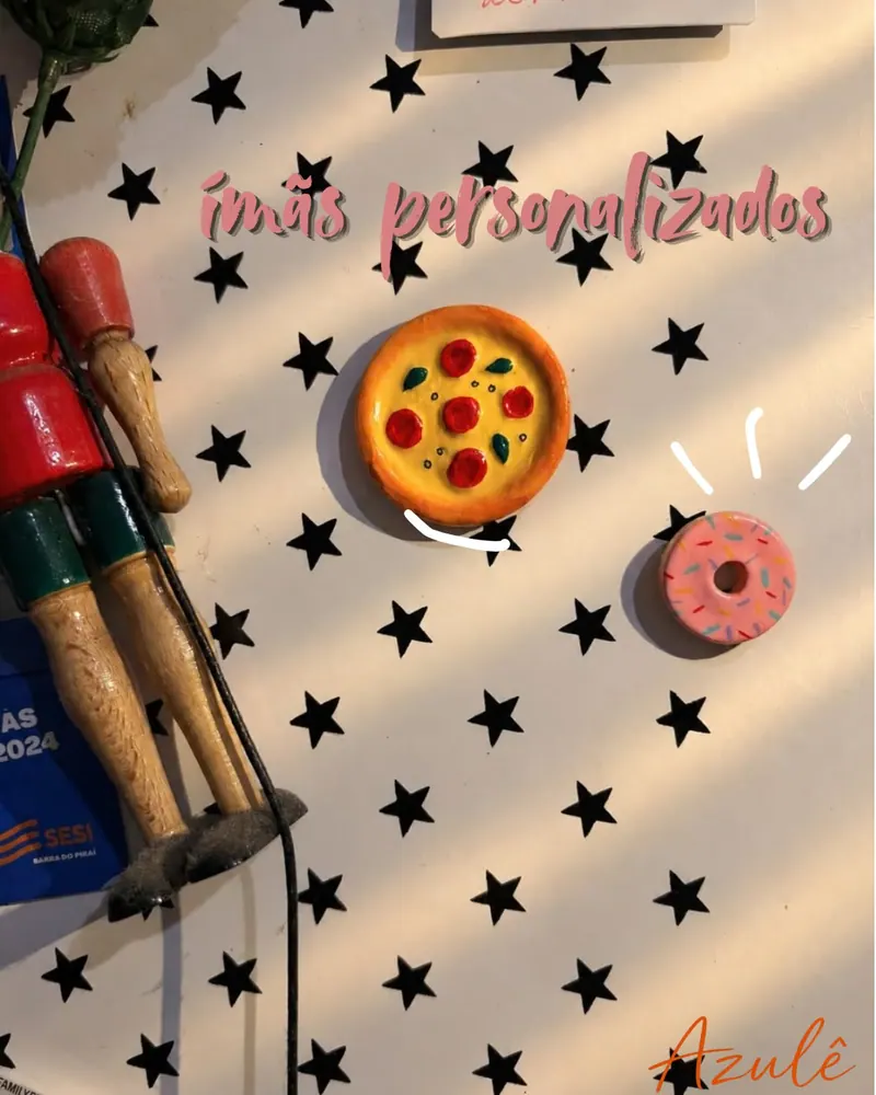 Ímãs de cerâmica fria em formato de pizza e rosquinha